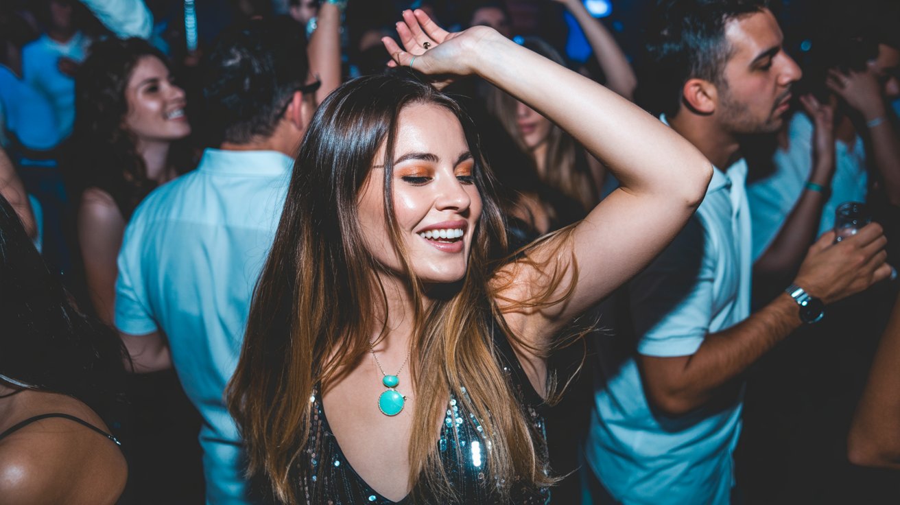 Jóvenes disfrutando de la vida nocturna en un club o discoteca del Barrio de Salamanca en Madrid.